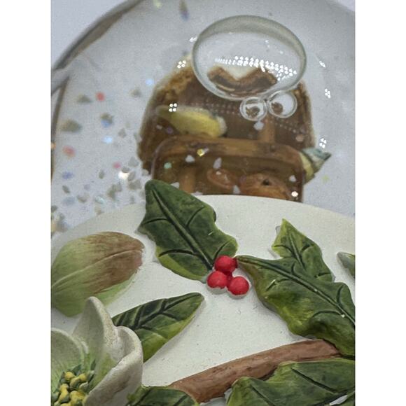 Snowglobe Snow Globe Bunny Bird House Magnolia Marjolean Bastin 4" Hallmark EUC - Picture 8 of 11